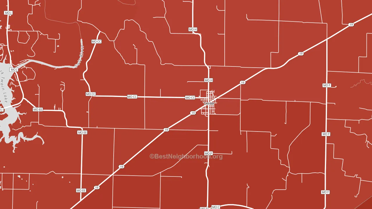 63436, MO block-group political-lean map