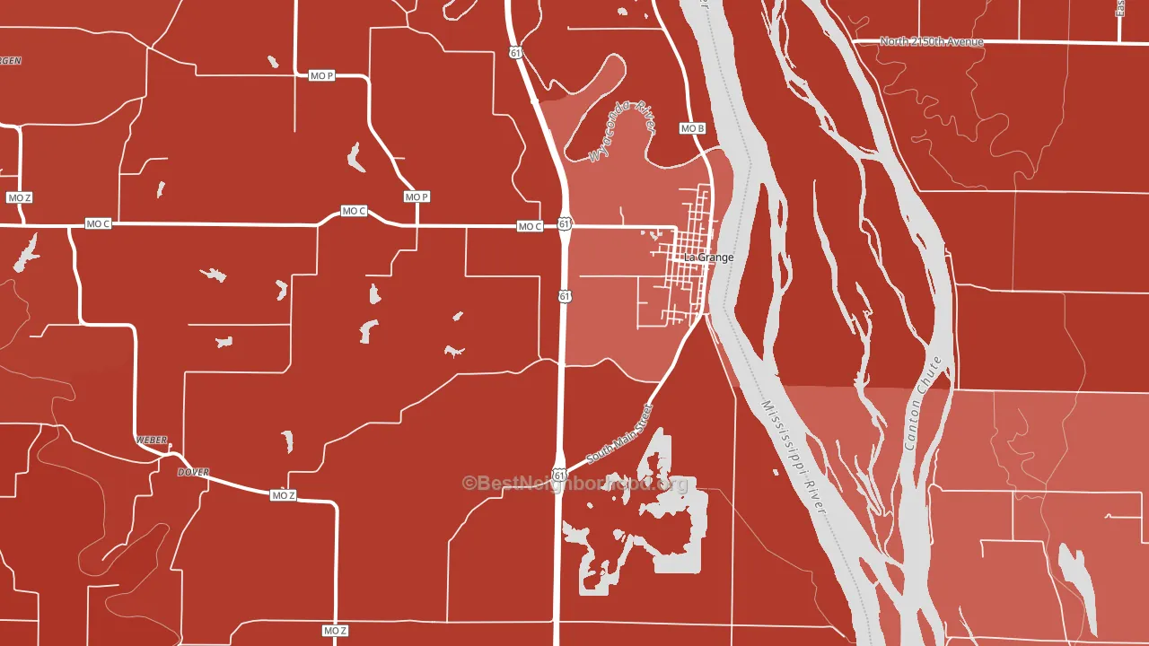 63448, MO block-group political-lean map