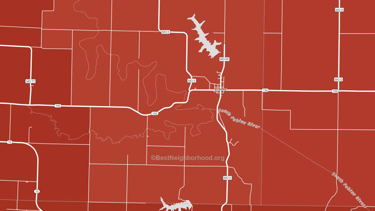 63458, MO block-group political-lean map