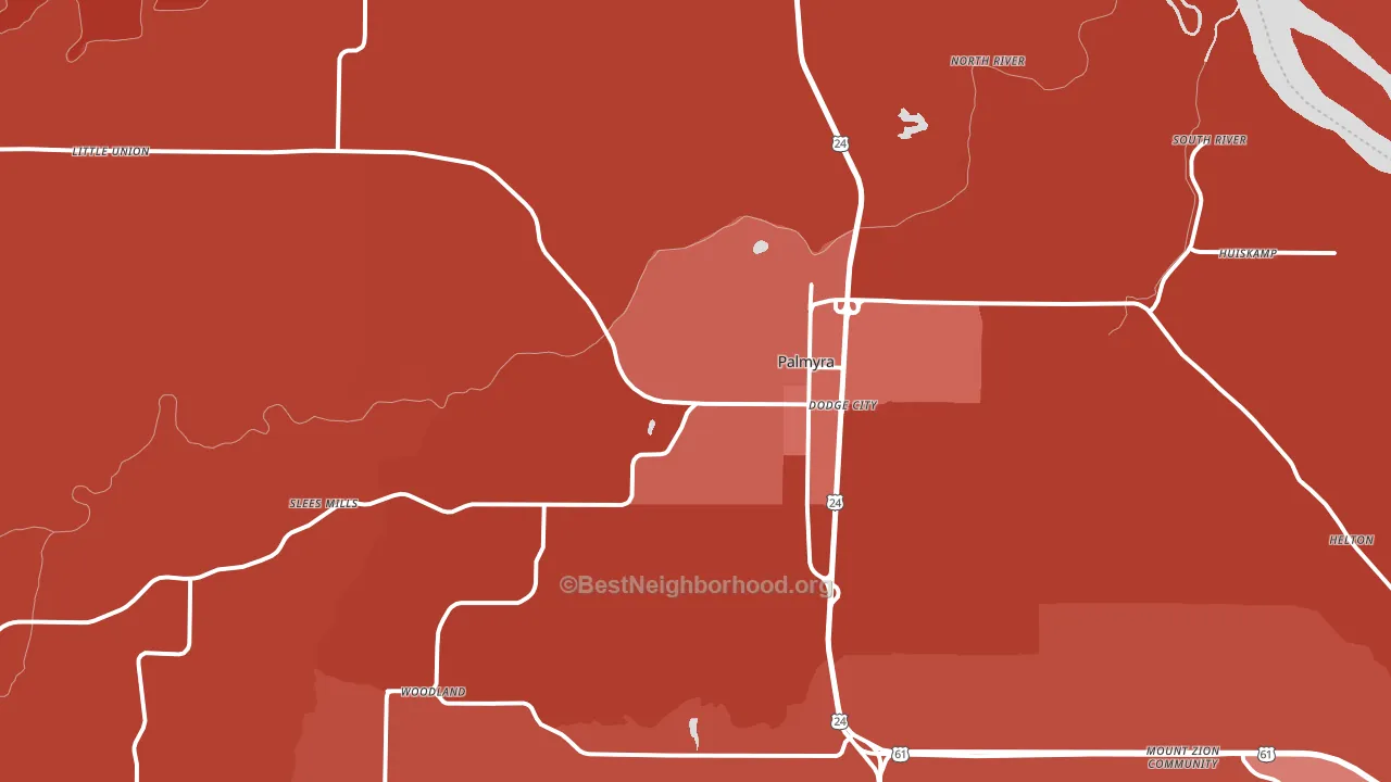 63461, MO block-group political-lean map