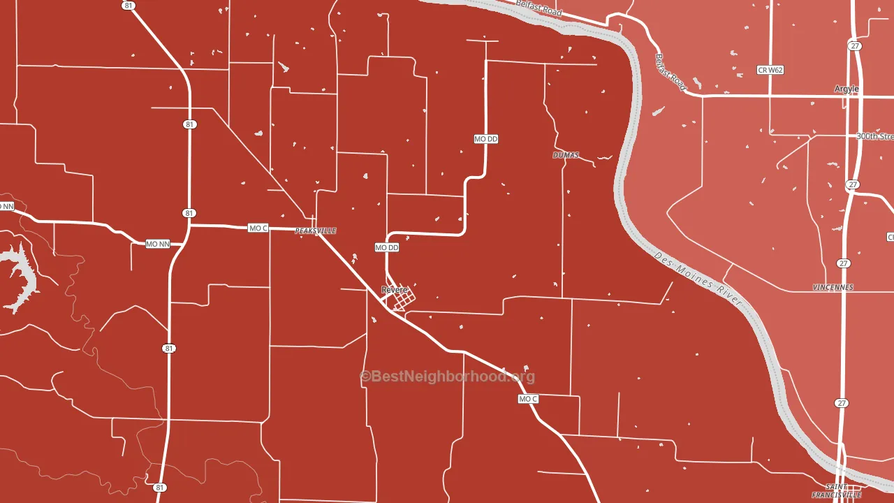 63465, MO block-group political-lean map