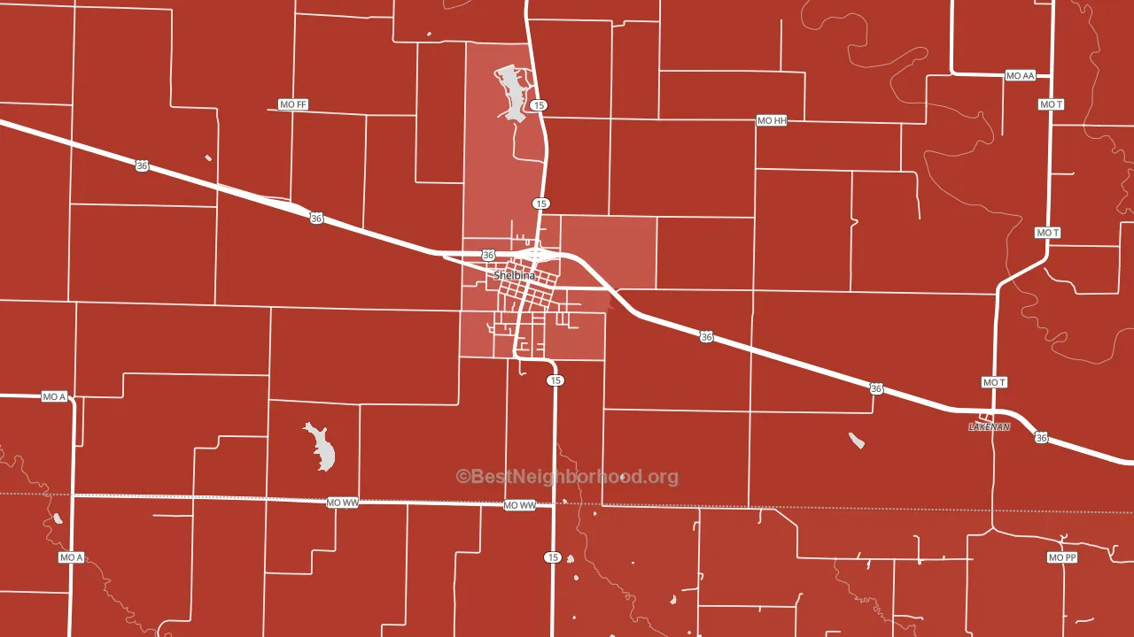 63468, MO block-group political-lean map