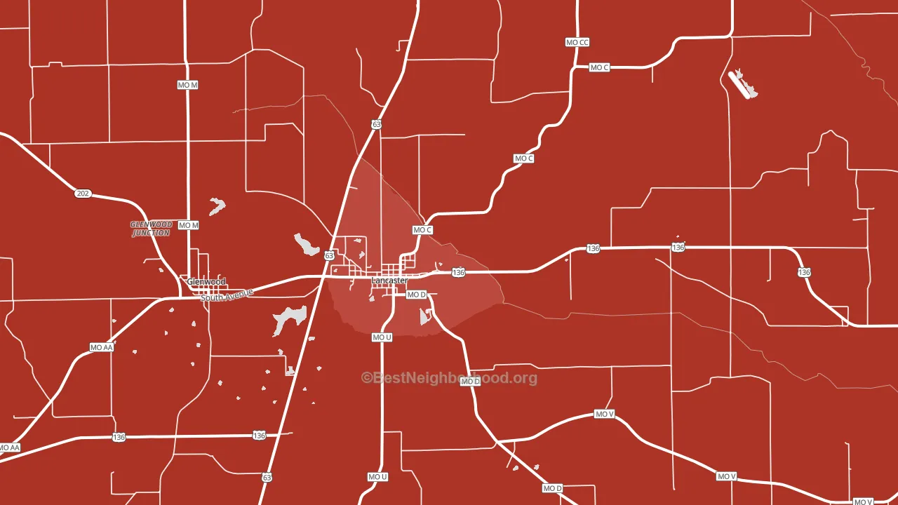 63548, MO block-group political-lean map
