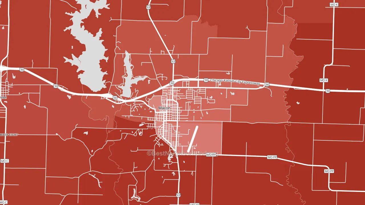 63552, MO block-group political-lean map
