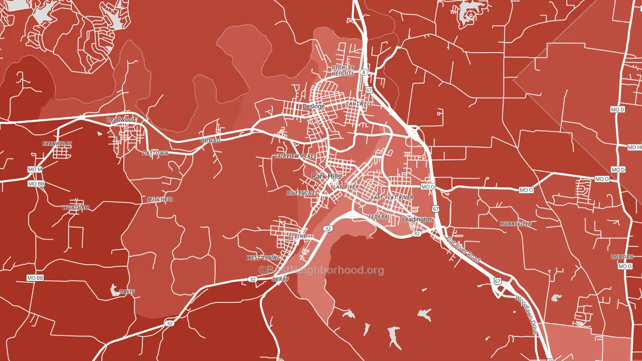 63601, MO block-group political-lean map