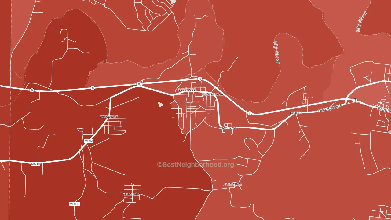 63653, MO block-group political-lean map