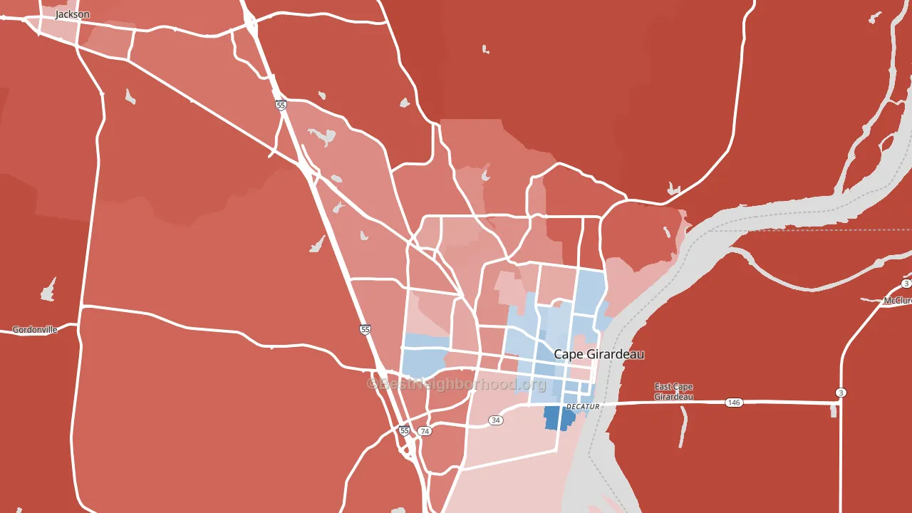 63701, MO block-group political-lean map