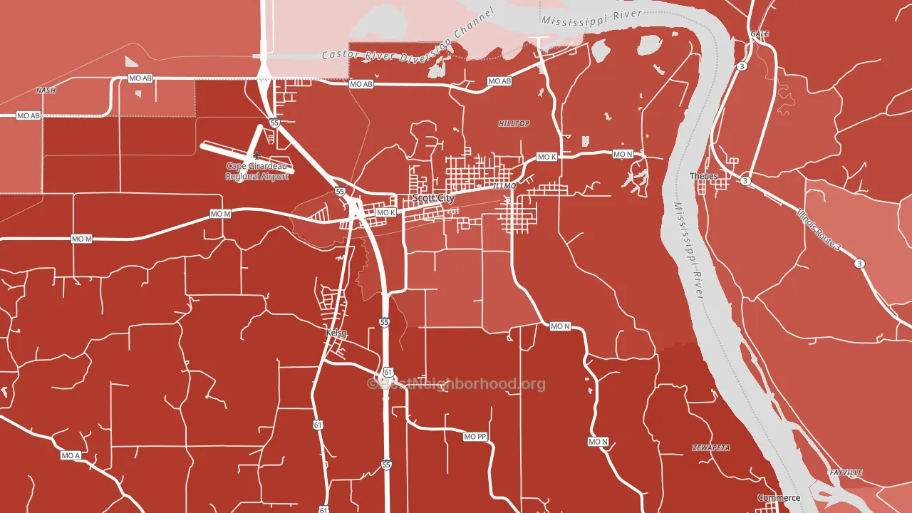 63780, MO block-group political-lean map