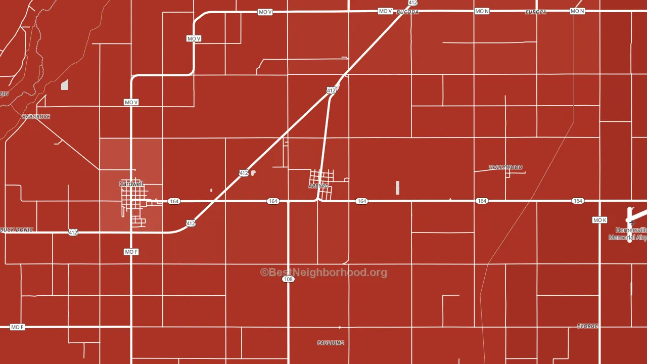 63821, MO block-group political-lean map