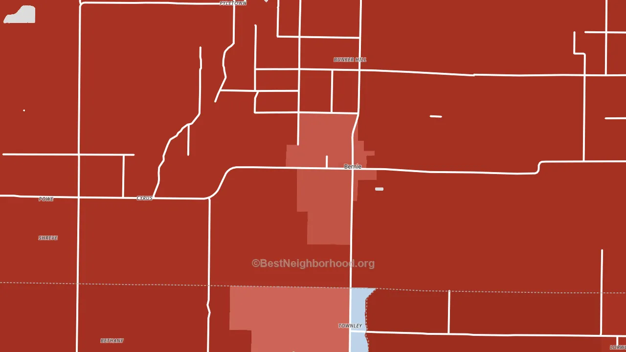 63822, MO block-group political-lean map