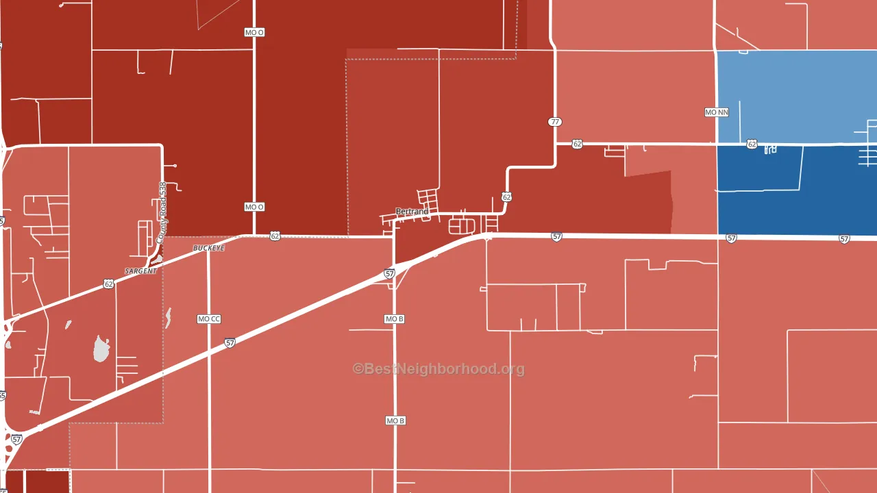 63823, MO block-group political-lean map