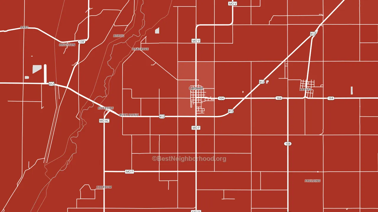 63829, MO block-group political-lean map