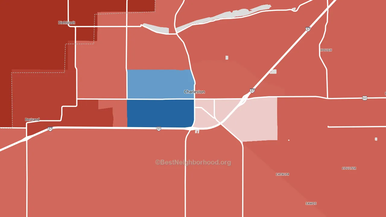 63834, MO block-group political-lean map