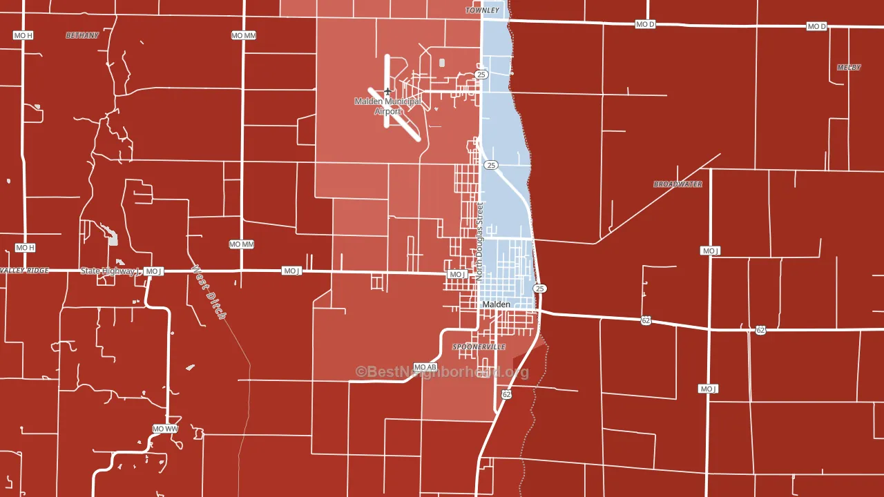 63863, MO block-group political-lean map
