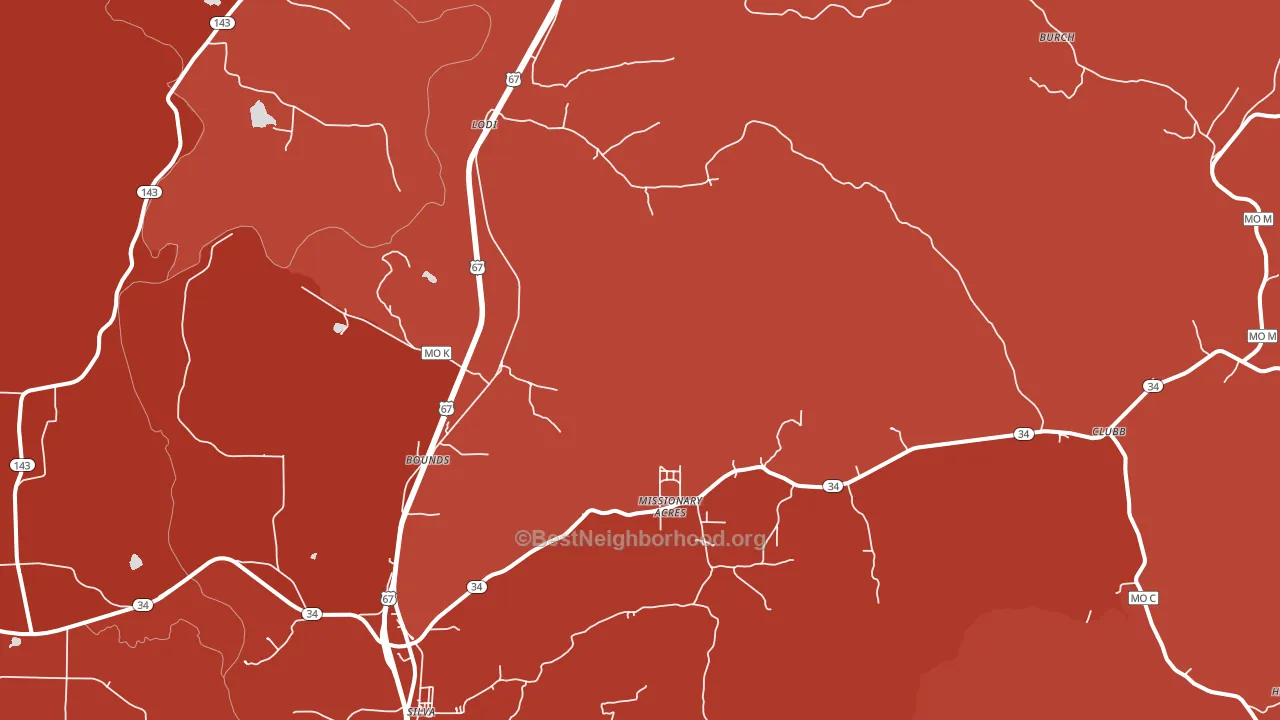 63964, MO block-group political-lean map