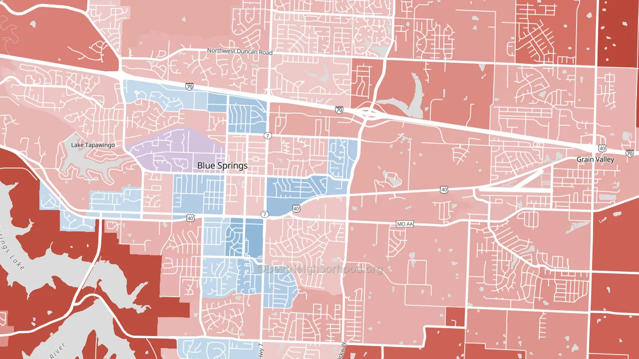 64014, MO block-group political-lean map
