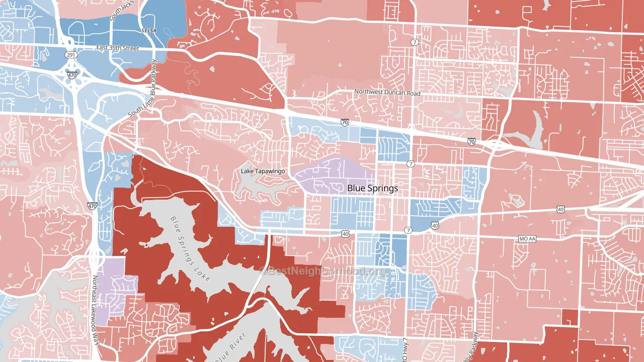 64015, MO block-group political-lean map