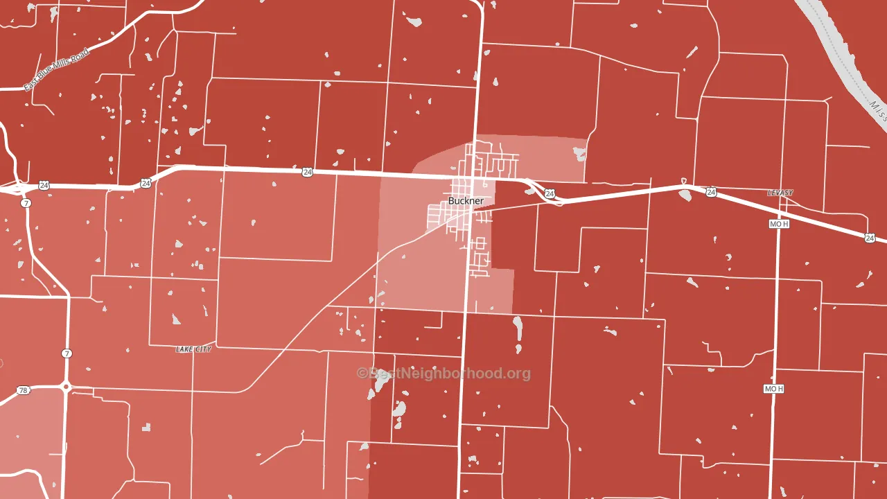 64016, MO block-group political-lean map