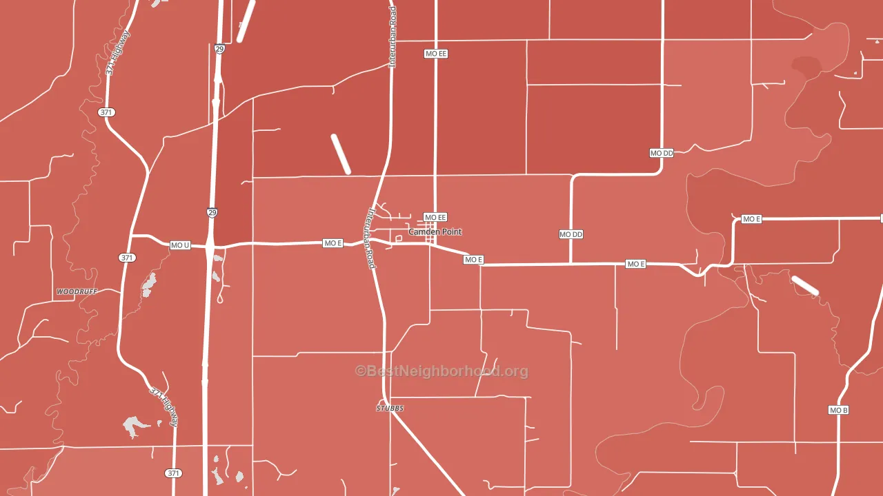 64018, MO block-group political-lean map