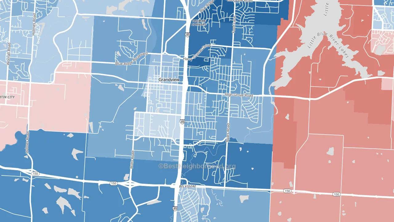 64030, MO block-group political-lean map