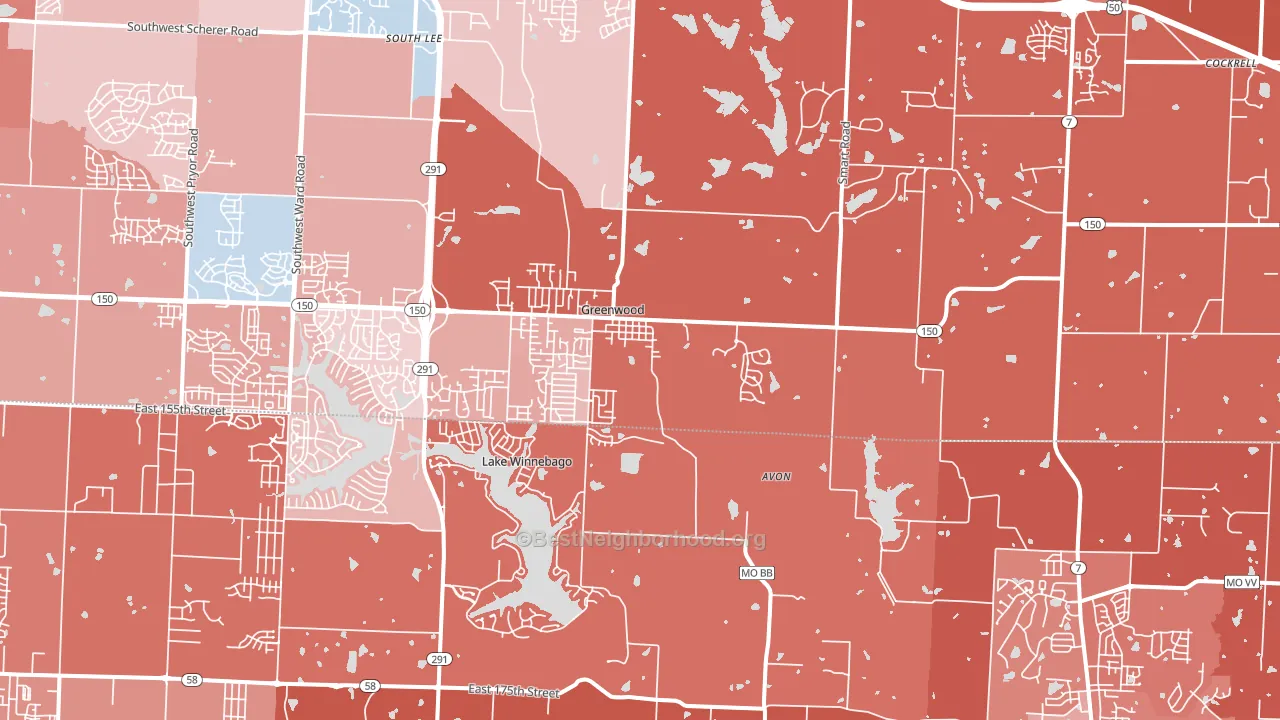 64034, MO block-group political-lean map