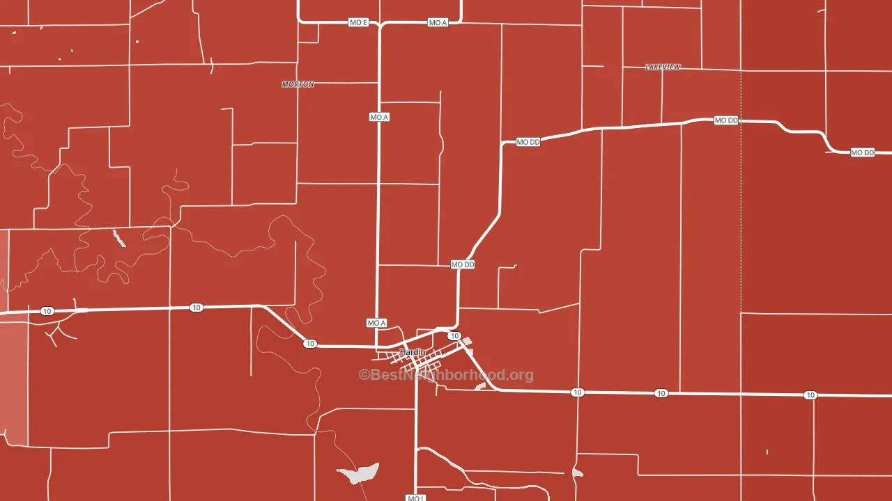 64035, MO block-group political-lean map