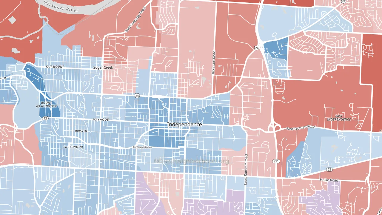64050, MO block-group political-lean map