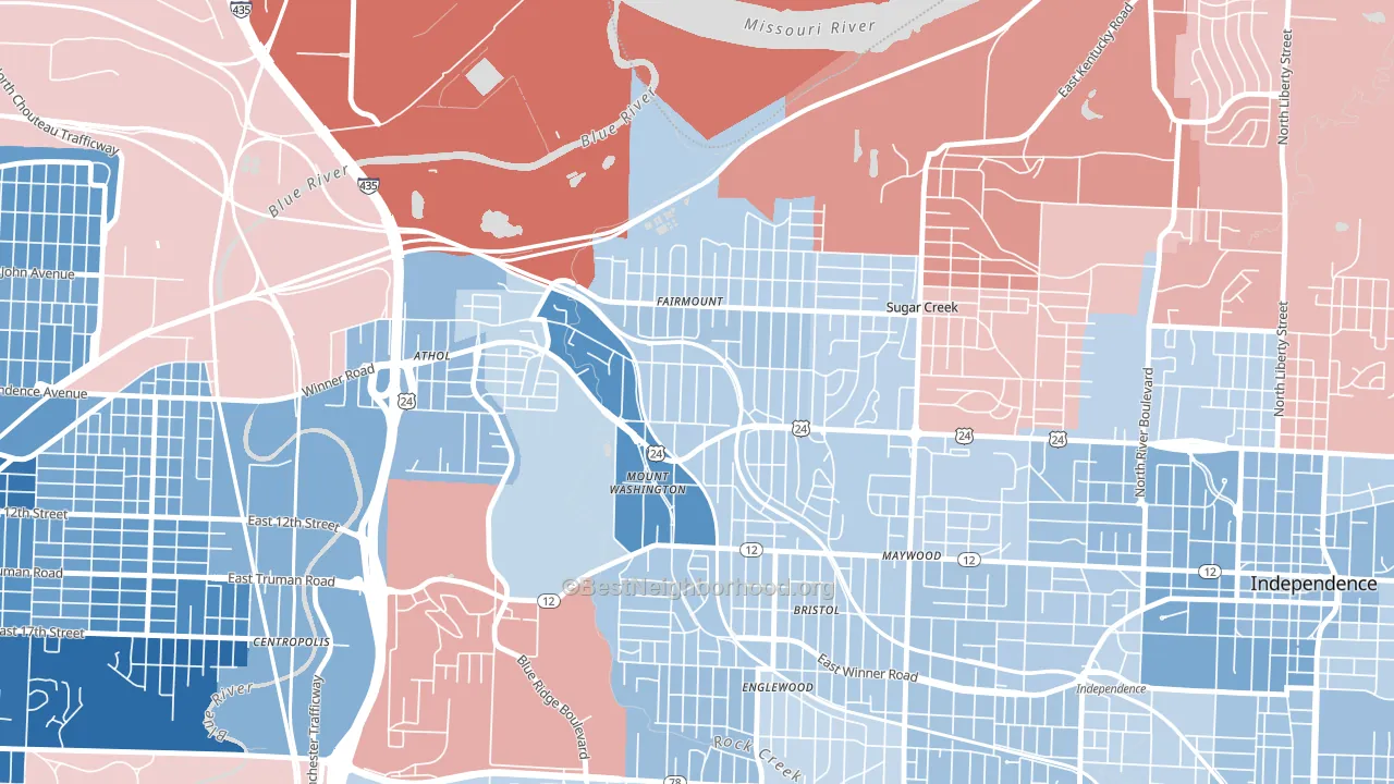 64053, MO block-group political-lean map