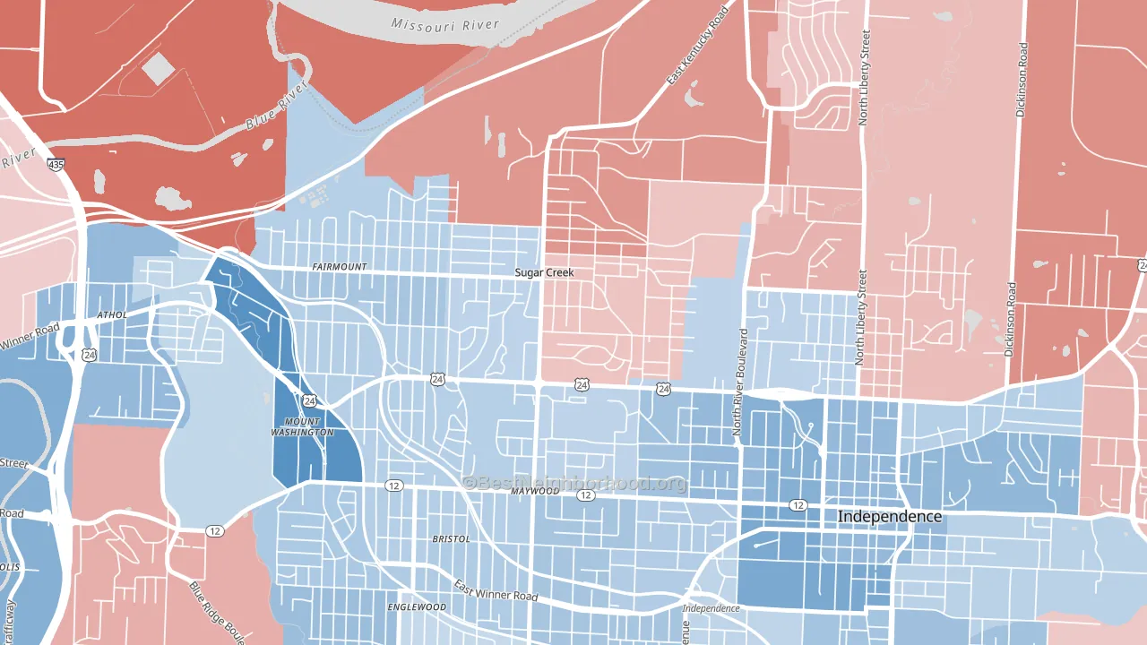 64054, MO block-group political-lean map