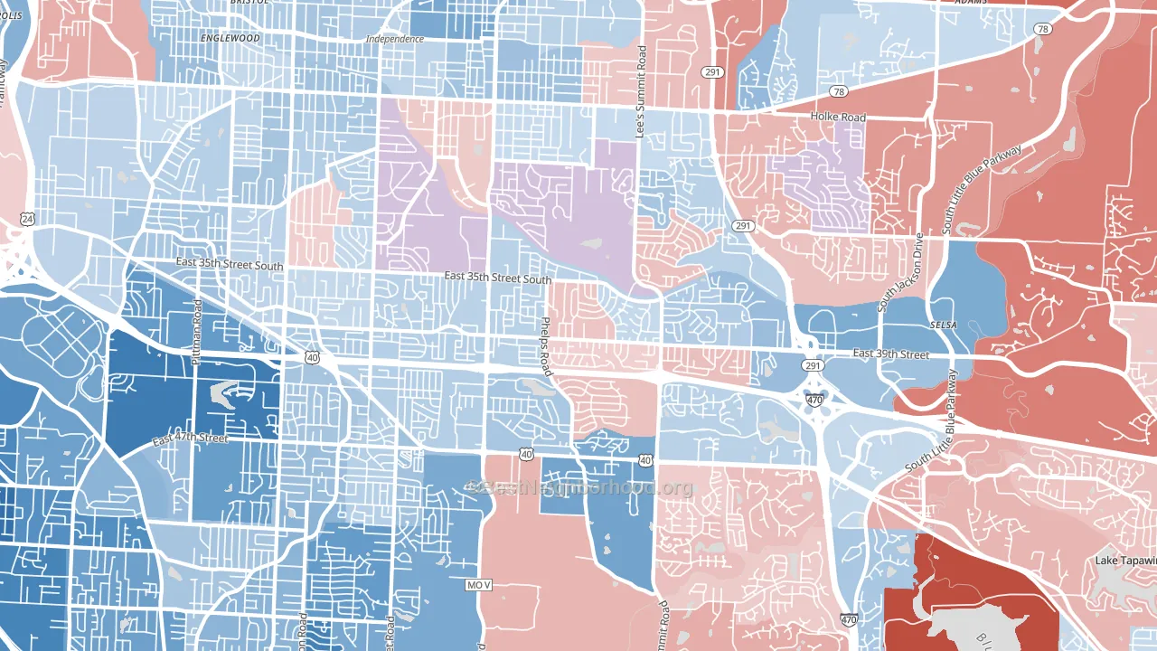 64055, MO block-group political-lean map