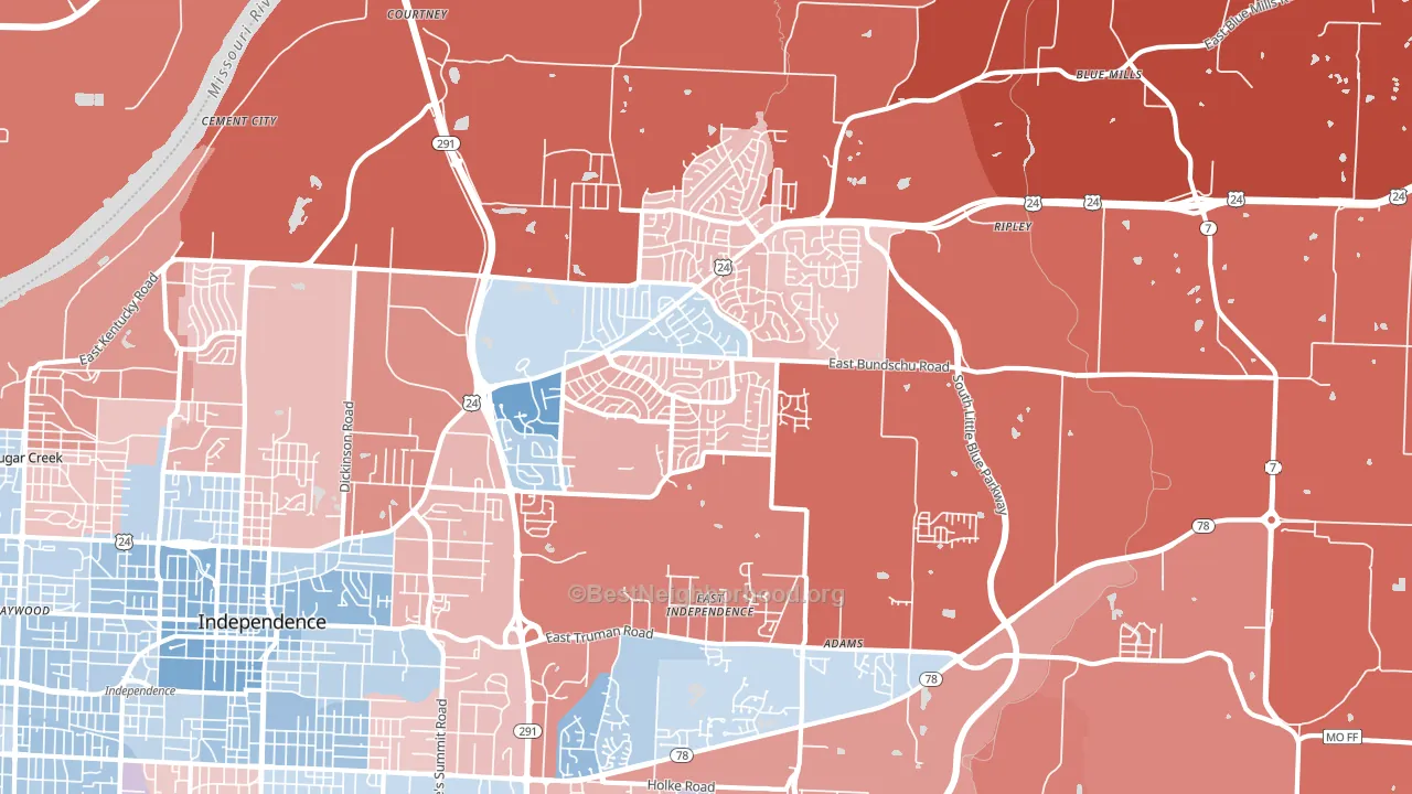 64056, MO block-group political-lean map