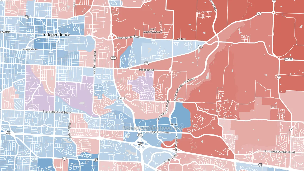 64057, MO block-group political-lean map