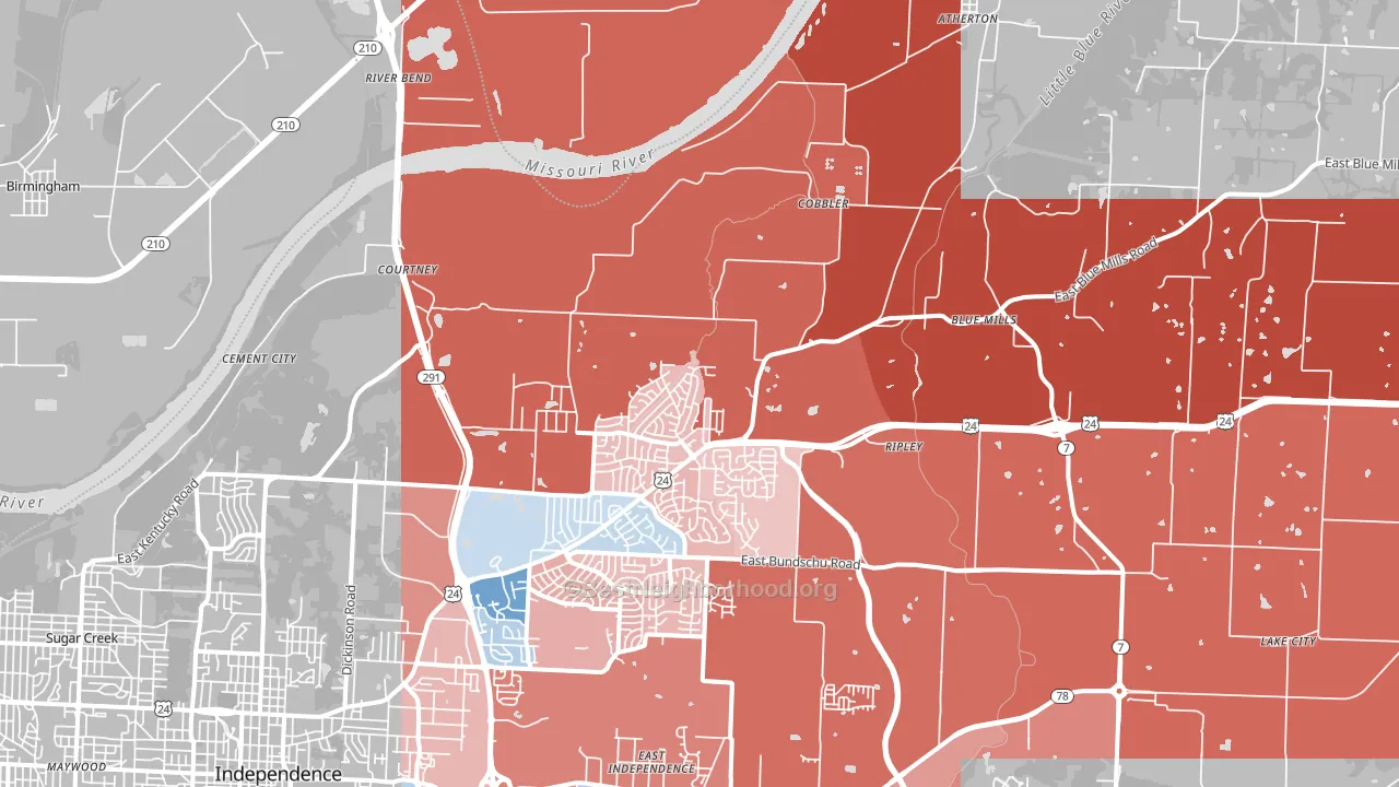 64058, MO block-group political-lean map