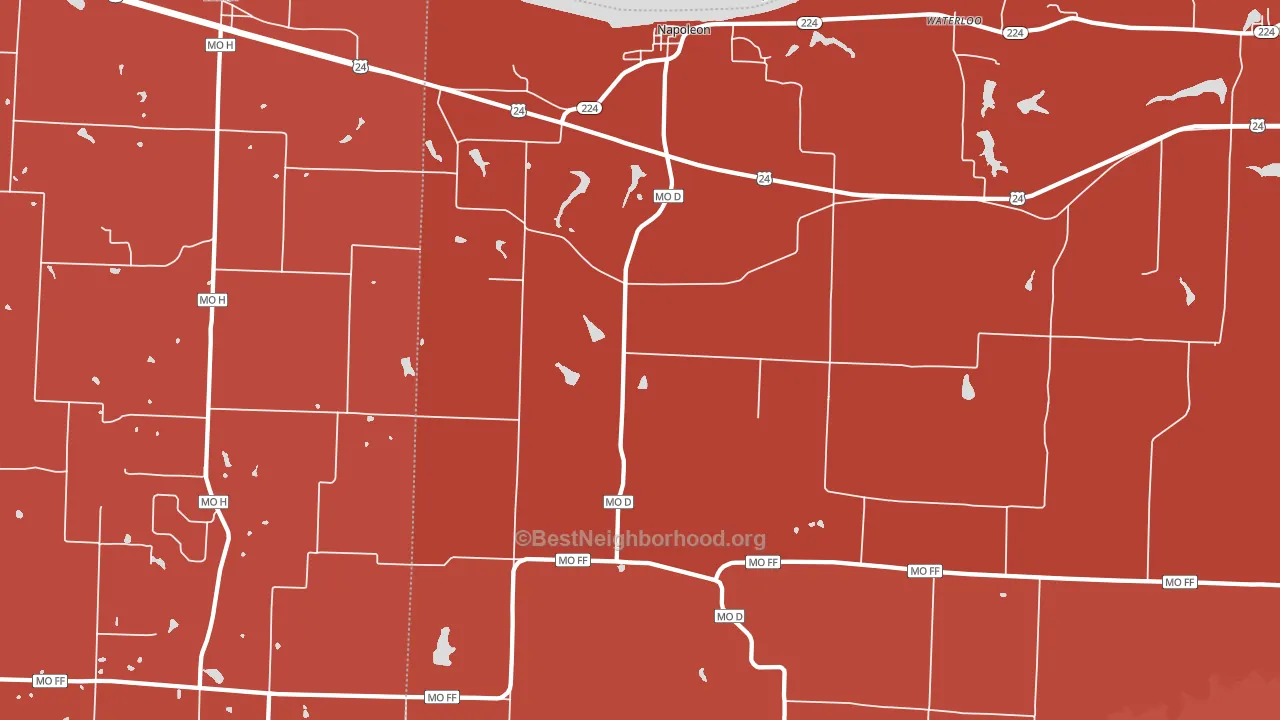 64074, MO block-group political-lean map