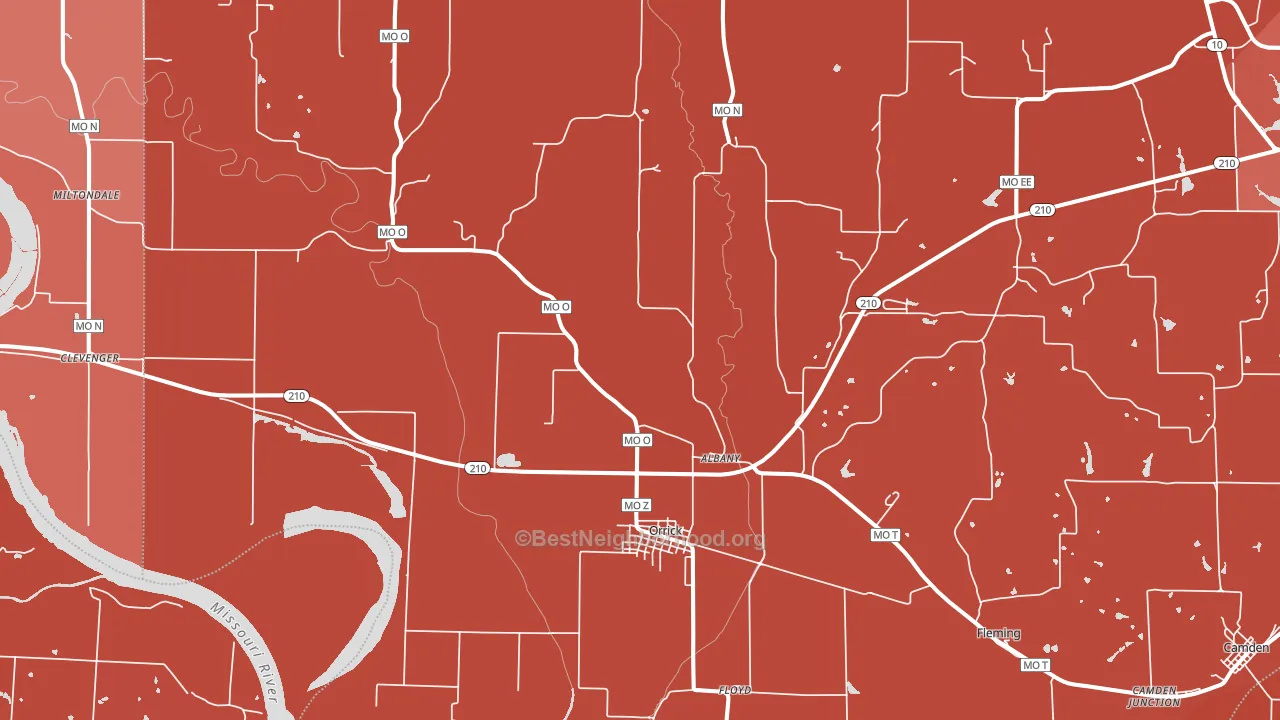 64077, MO block-group political-lean map