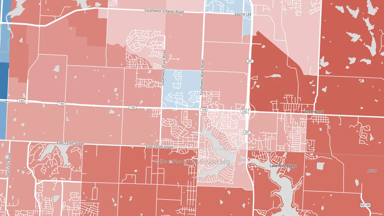 64082, MO block-group political-lean map