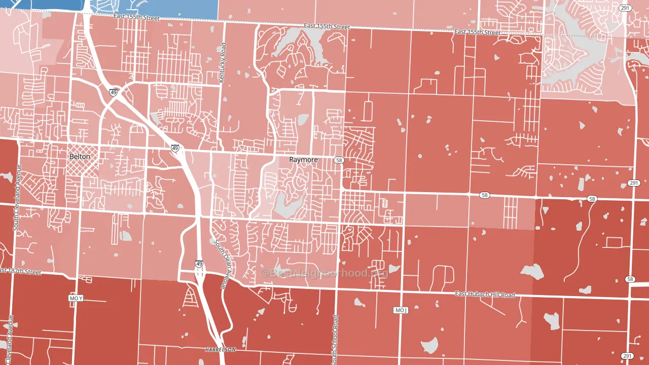 64083, MO block-group political-lean map