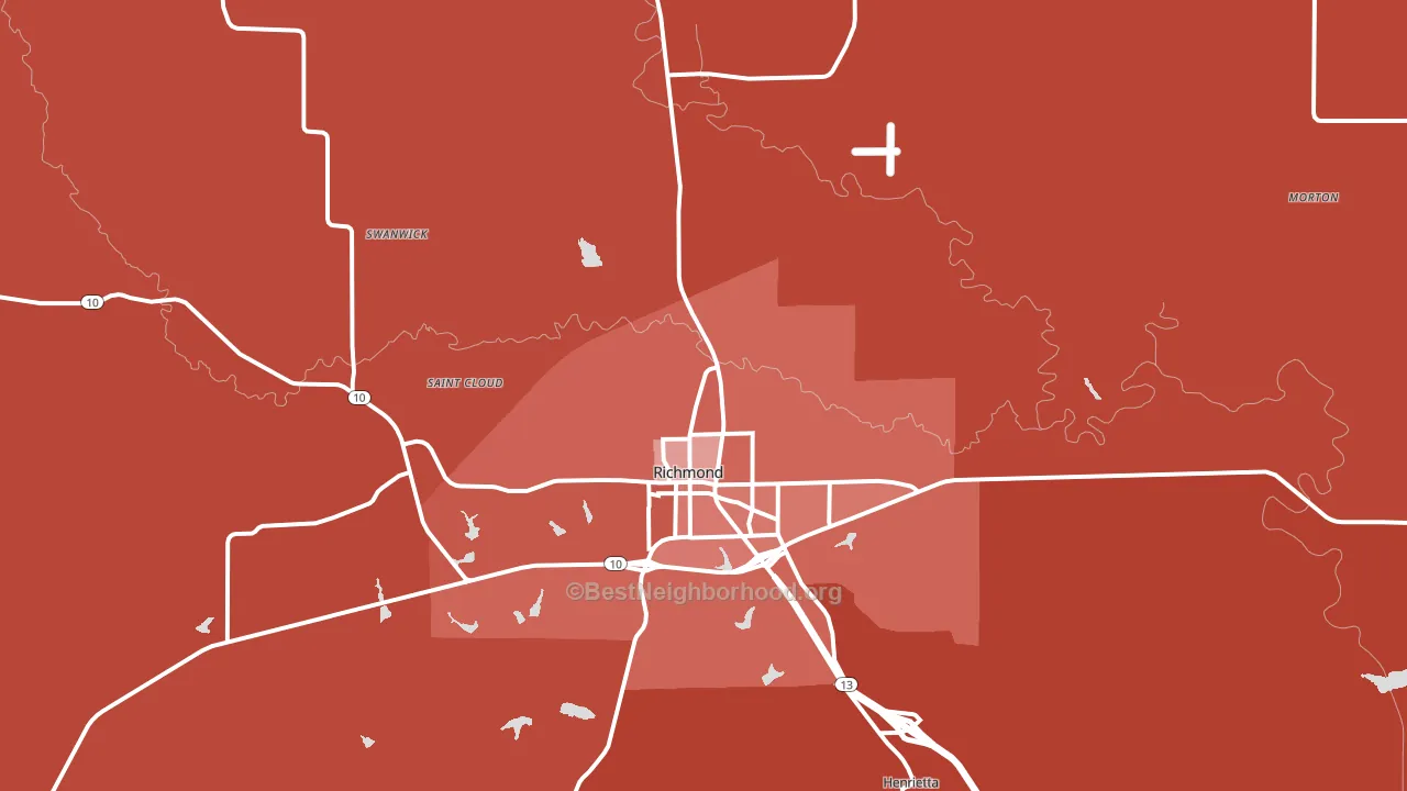 64085, MO block-group political-lean map