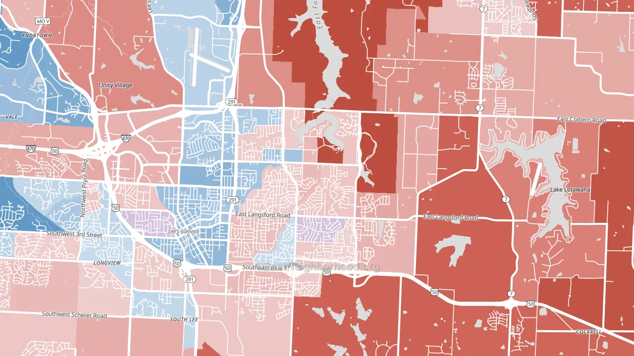 64086, MO block-group political-lean map