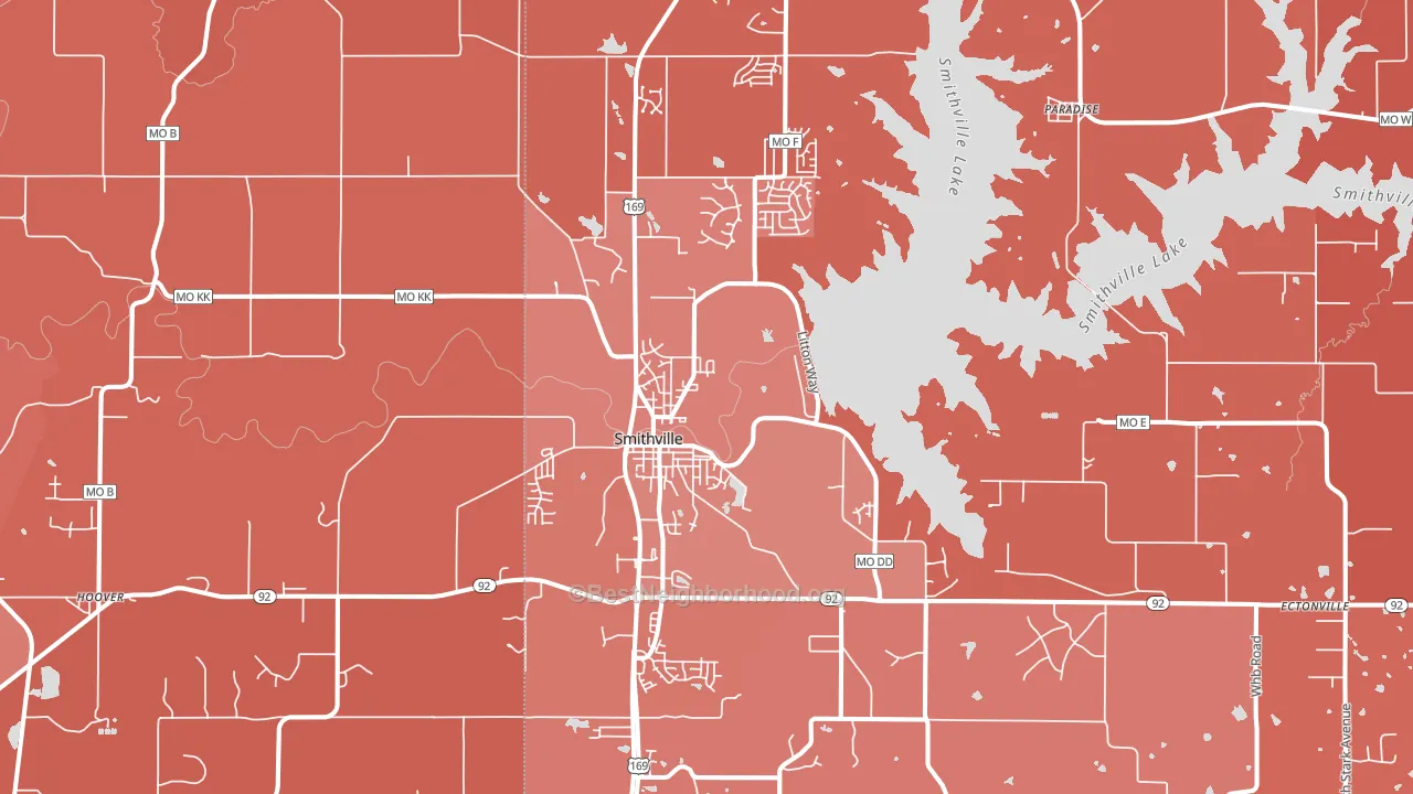 64089, MO block-group political-lean map