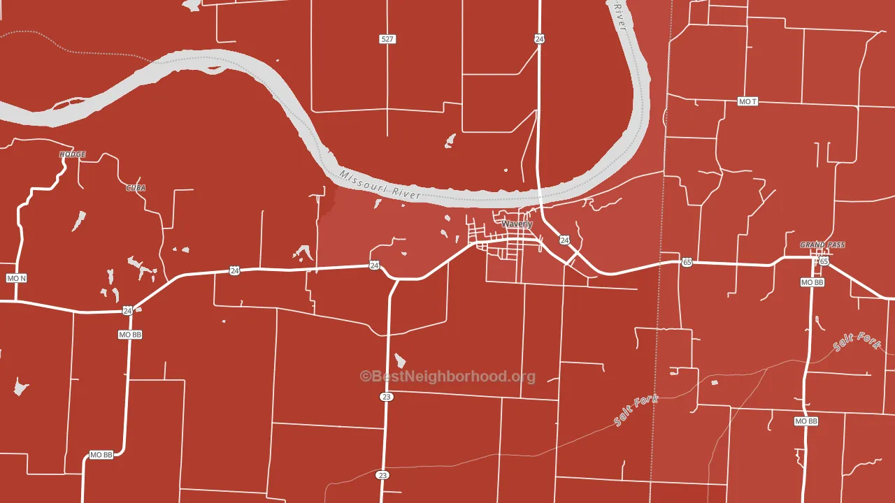 64096, MO block-group political-lean map