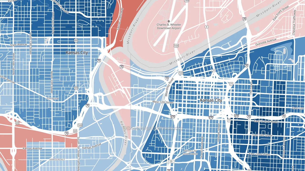 64101, MO block-group political-lean map