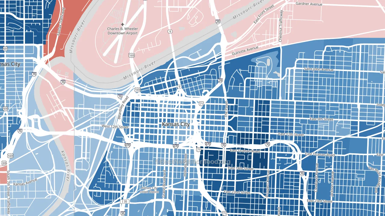 64106, MO block-group political-lean map