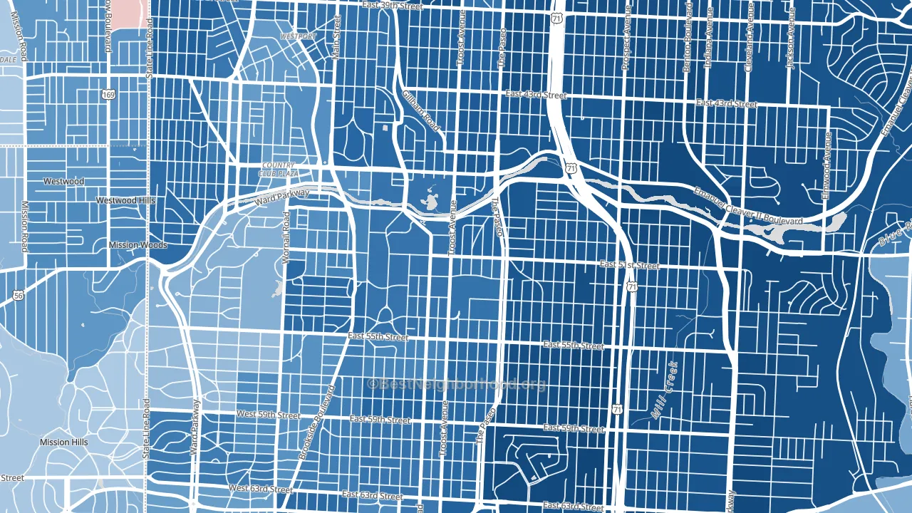 64110, MO block-group political-lean map