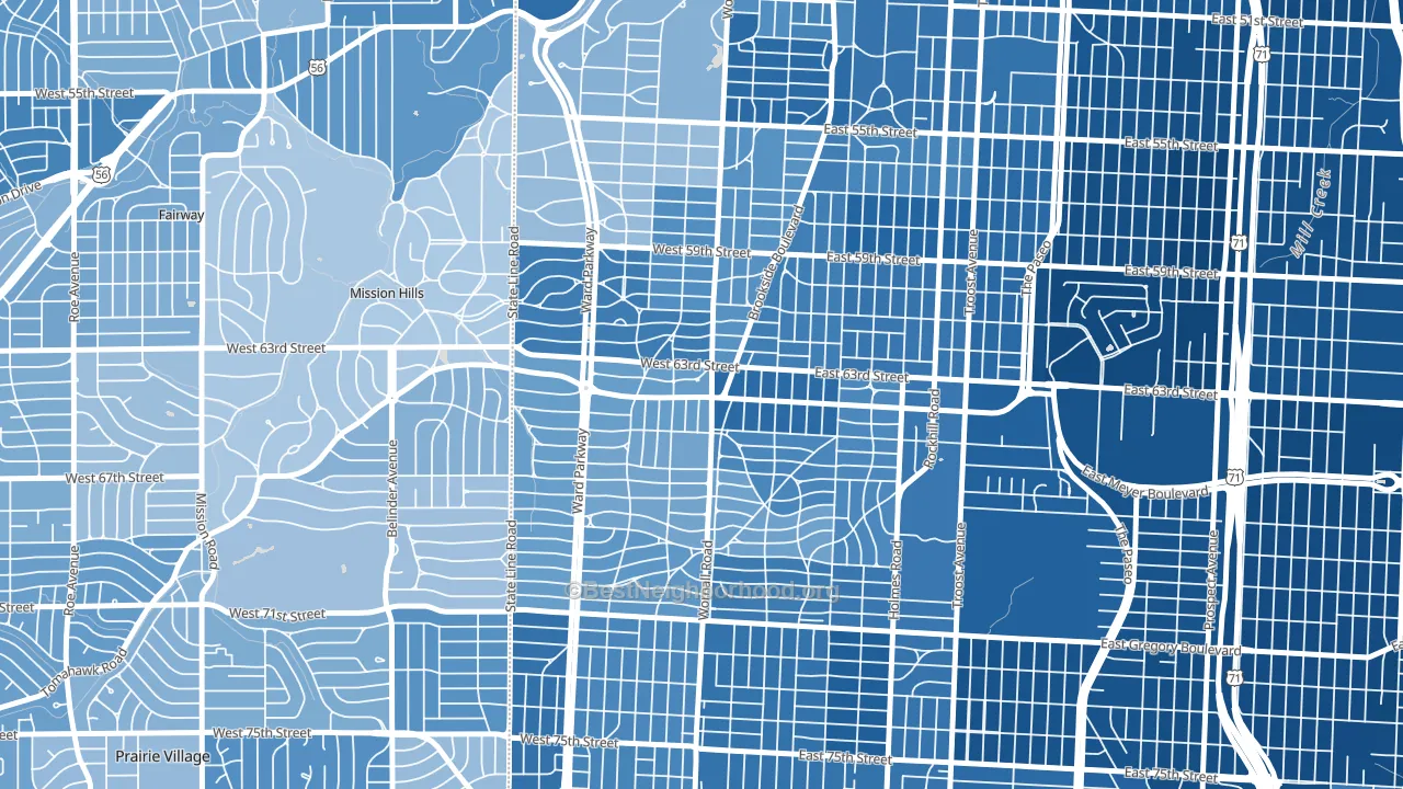 64113, MO block-group political-lean map