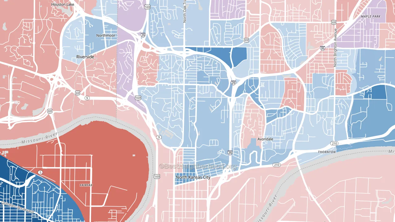 64116, MO block-group political-lean map
