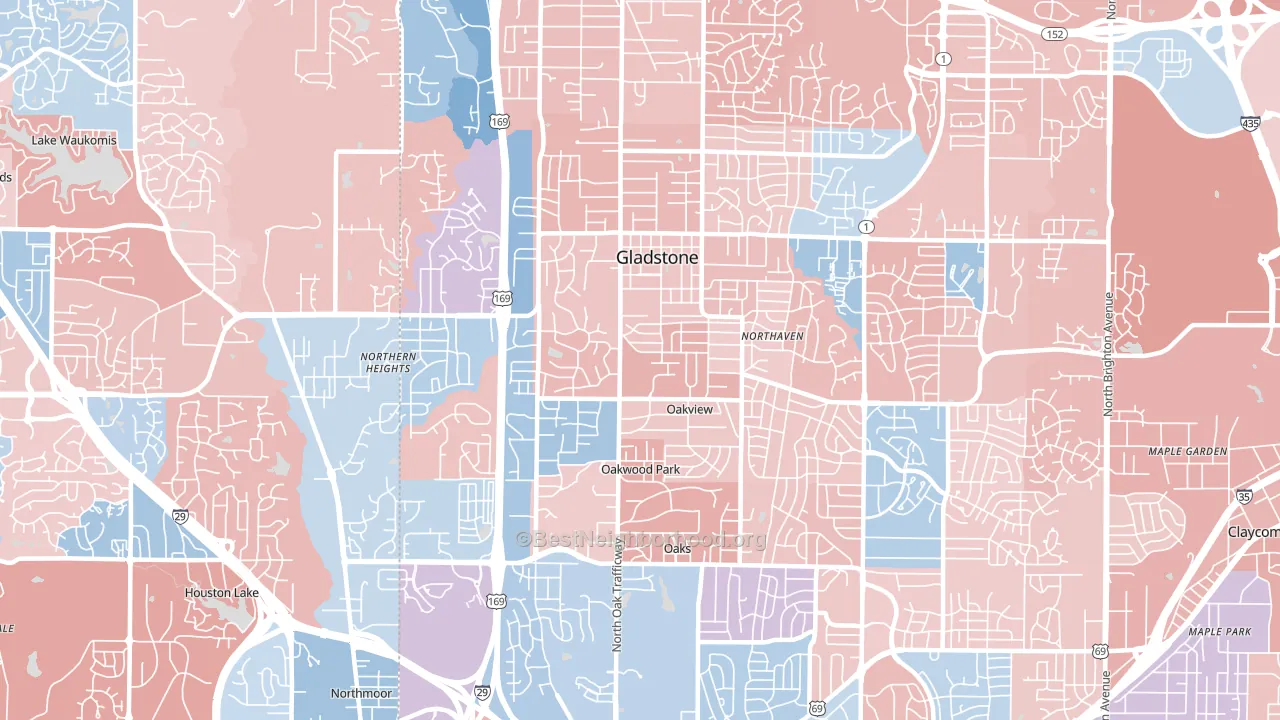64118, MO block-group political-lean map