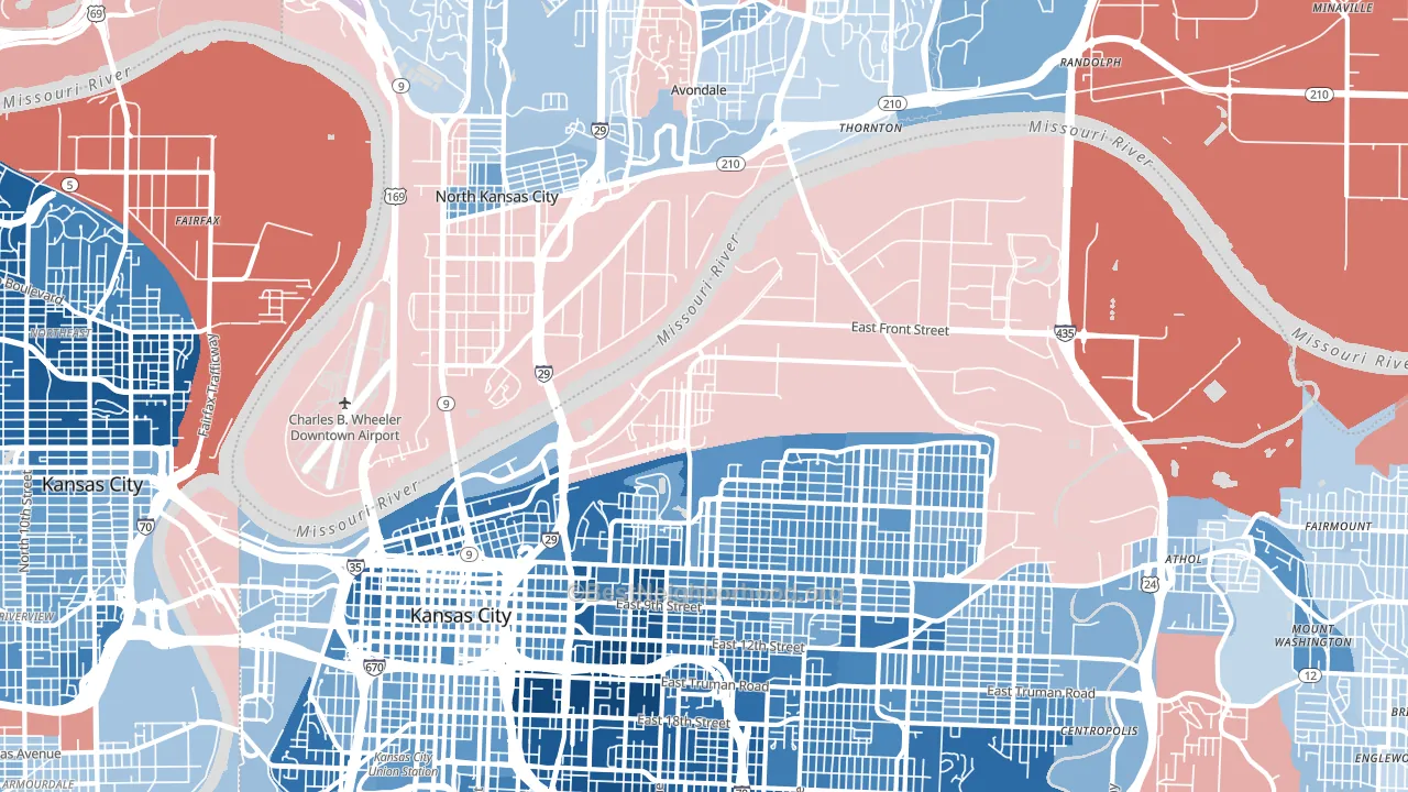 64120, MO block-group political-lean map