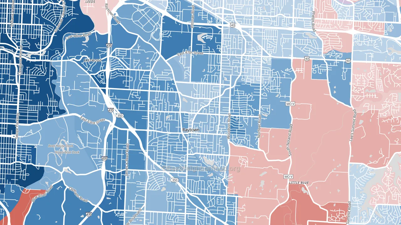 64133, MO block-group political-lean map