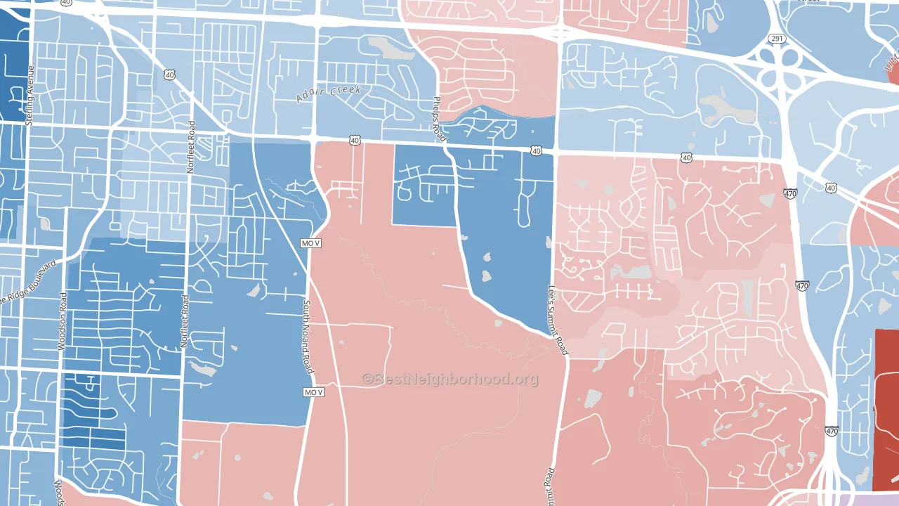 64136, MO block-group political-lean map